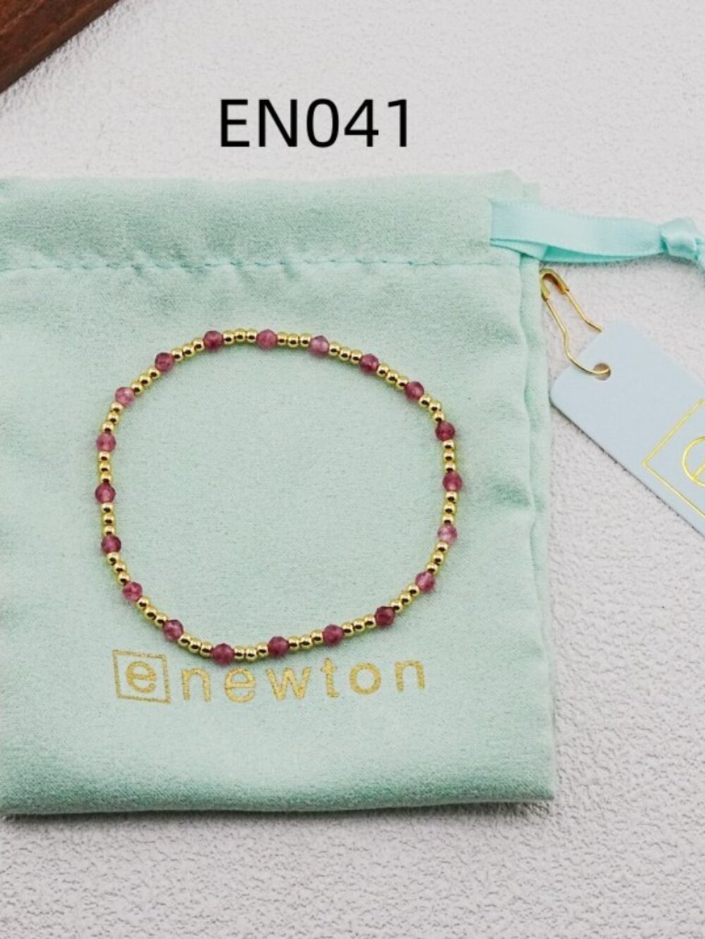 Enewton Pink Natural Stone & Gold Bead Bracelet